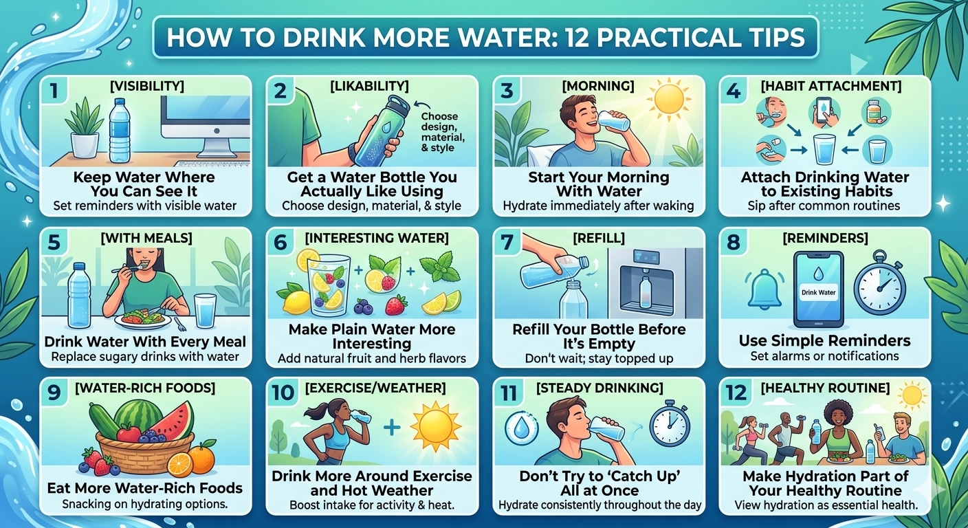 How to Drink More Water Daily: 12 Simple Habits That Make Hydration Easier
